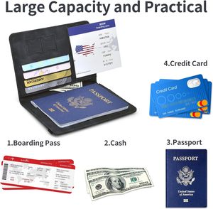 Tarjetero de Cuero PU, Estuche para Pasaporte, Artículos Esenciales de Viaje para Mujeres, Hombres y Familias, Funda para Pasaporte con Protección RFID, Cartera - Product Image 5