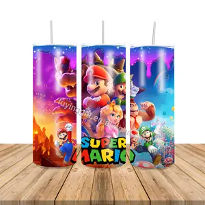 Wholesale 3D Cartoon Super Mario Bros Tumbler Best Quality Custom Sublimation 20oz skinny double wall travel tumblers cups