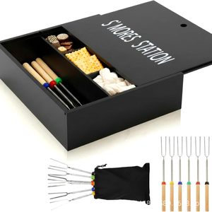 S'Mores Station <b>Storage</b> <b>Box</b> With Compartments For Snacks Marshmallows Gourmet <b>Camping</b> Kitchen Accessory Set - Product Image 1