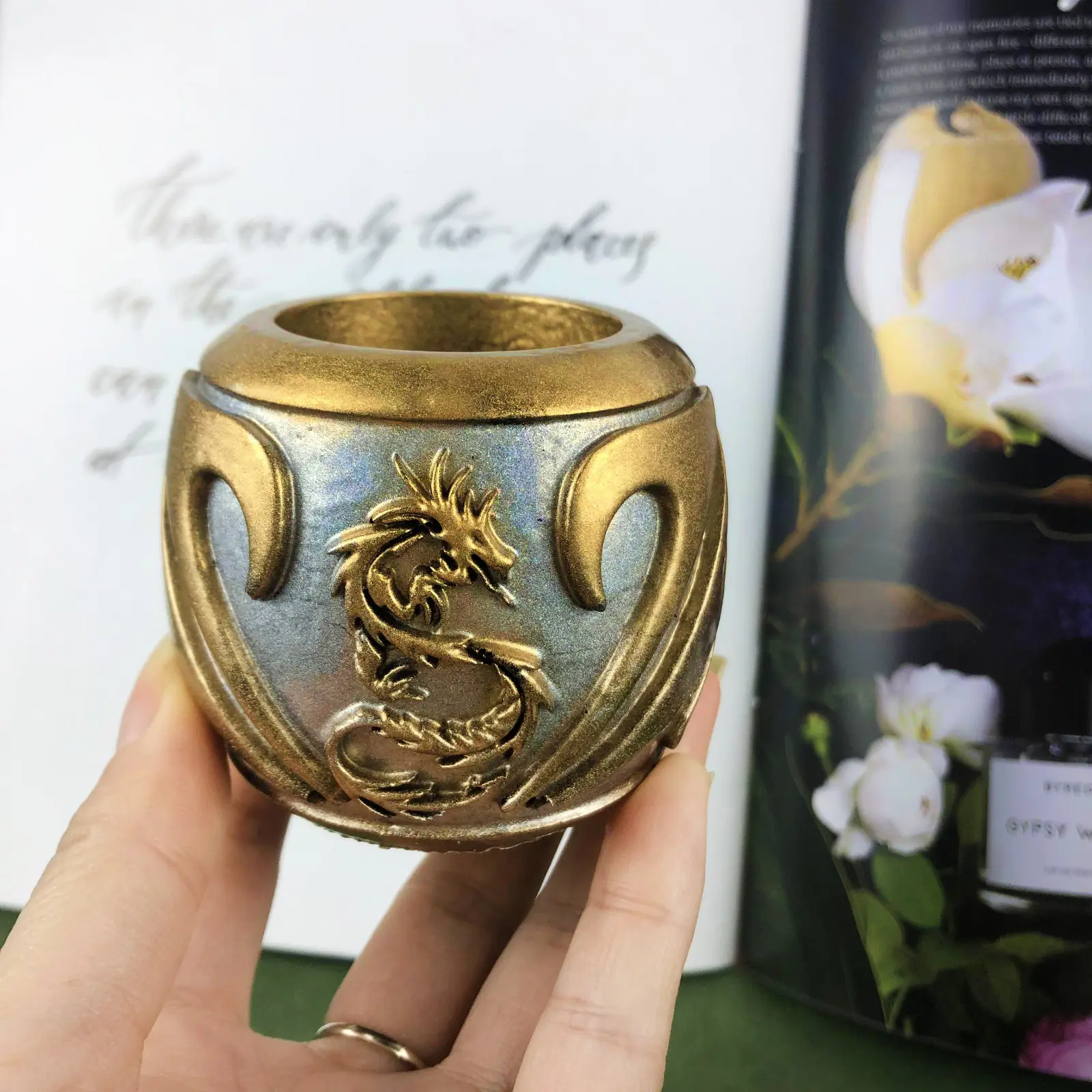 Dragon pot de fleurs porte-stylo moule en silicone DIY bureau décoration cristal goutte colle résine moule