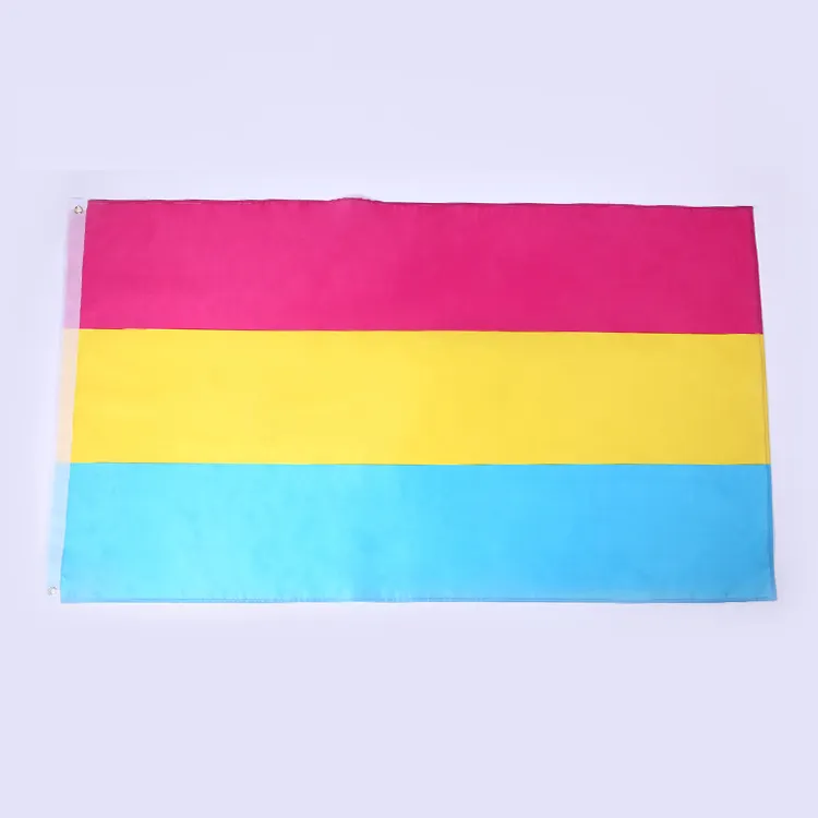 Chuangdong — polyester imprimé, drapeau arc-en-ciel de bonne qualité, impression en trois couleurs, rose, jaune et bleu