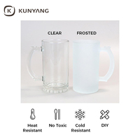 Prix d'usine 460ml 16oz Tasses à bière en verre mat de sublimation Grand logo personnalisé Tasses à bière en verre avec poignée