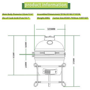 <span class=keywords><strong>Asador</strong></span> de Carbón Cerámico Kamado de 13 Pulgadas para Exteriores, Fabricación China - Product Image 6