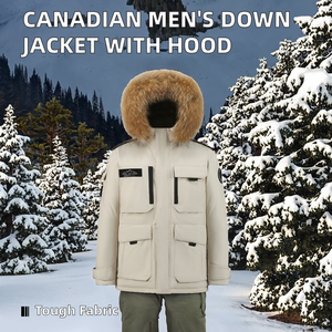 Veste d'hiver tendance de style canadien pour homme, 80% duvet, avec capuche, tissu velours, épaisse, chaude, anti-rides, unisexe, parka pour couple - Product Image 2
