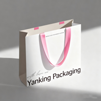 Ruban personnalisé de luxe recyclable en papier d'art laminé mat gaufré avec logo doré et poignée Flexiloop