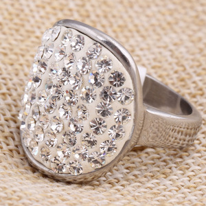 Women's Pyramid Shape Pave Setting <b>Crystal</b> <b>Ring</b> Steel Color Wedding Jewelry Accessory - Product Image 4