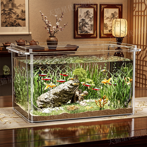 Pecera de acrílico de nuevo estilo, pequeña, ecológica, para escritorio, para peces dorados y tortugas, para la sala de estar - Product Image 1
