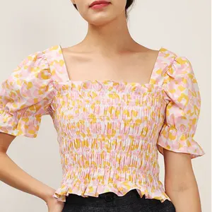 中国批发OEM接受热门价格便宜定制短袖女士衬衫