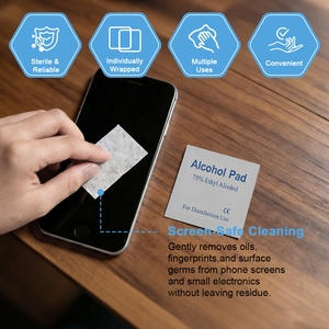 Toallitas Desinfectantes con 75% de <span class=keywords><strong>Alcohol</strong></span> Etílico, 100 Unidades, Hojas de 3x6 cm <span class=keywords><strong>para</strong></span> Limpieza y Uso Antiséptico - Product Image 1