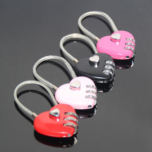 3 डिजिट ट्रैवल लगेज सूटकेस लॉक पैडलॉक रेड हार्ट वेडिंग फेवर स्मारिका स्टील वायर मेटल कॉम्बिनेशन लॉक प्रमोशन उपहार - Product Image 6