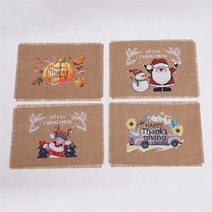 Manteles Individuales de Yute Tejido para Navidad, Resistentes al Agua, con Impresión Personalizada, Manteles de Arpillera Natural para Decoración de Mesa de Hotel y Cocina - Product Image 6