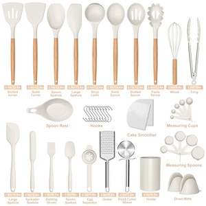 High Quality <b>Kitchen</b> Cooking <b>Gadgets</b> <b>Tools</b> Silicone Spatula Set Cooking Utensils <b>Kitchen</b> Utensils Set with Wooden Handle - Product Image 2