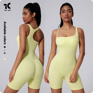 Novo Estilo Assimétrico Bela Volta Yoga Dança e Esportes Butt Lifting Smocking Cut Out Romper - Product Image 3