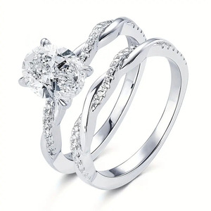 Set di Anelli Classici Minimalisti a Due Pezzi per Donna, Gioielli da Matrimonio - Product Image 1