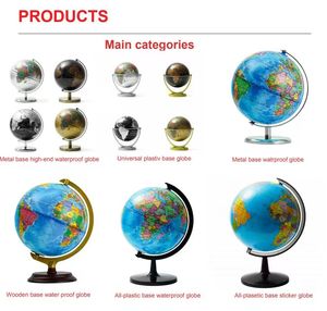 Globe terrestre en métal de 8 pouces, bicolore, style dessin animé, avec support, cadeau pour garçons et filles, ornement de bureau pour enfants, globe en anglais - Product Image 5