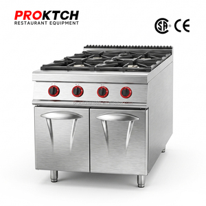Cuisinière à gaz commerciale peu encombrante avec structure entièrement en acier inoxydable et plateaux anti-gouttes amovibles pour un nettoyage facile - Product Image 1