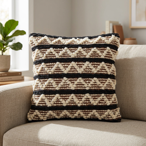 STAR HOMETEX Luxury Square Striped Handwoven Wool & Cotton Envelop Closure Washable Customizable Home <b>Cushion</b> - Product Image 1
