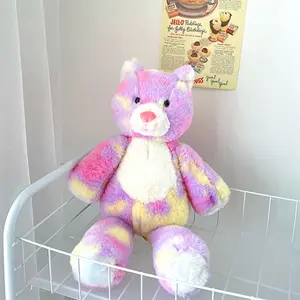 35Cm Roze Faux Konijnenbont Kinderen Geschenken Baby Slapen Pop Peluche Gevuld Kat Zachte Pluche Speelgoed