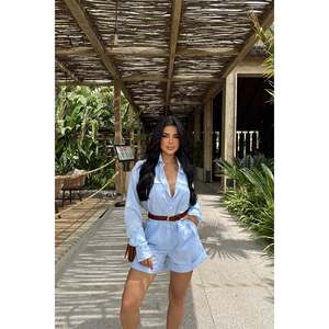 Blue High-Waist <b>Jumpsuit</b> with Pocket Detail Skinny Fit Printed Pattern for Sports Yoga Size XXL Summer <b>Bodycon</b> Knitted Weaving - Product Image 5