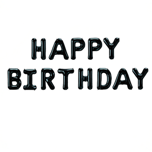 Globo Metálico Negro con Forma de Letra 'Party Love Happy Birthday' de 45 cm, Decoraciones para Fiestas - Product Image 3