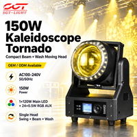 Projecteur de scène 150W Tornado Kaleidoscope Moving Head Beam Wash RGB DMX512 RDM 32 bits 18 canaux activé par le son, à mouvement oscillant pour mariage