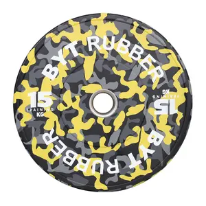 BYT camouflage rubber competition gym bumper plates set di piastre per sollevamento pesi