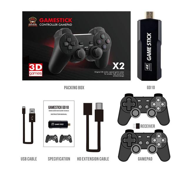 GD10 Retro Game Console with Wireless Controller 5001-10000 Games EU/Japan Plug for PS1/PS2 & Windows
