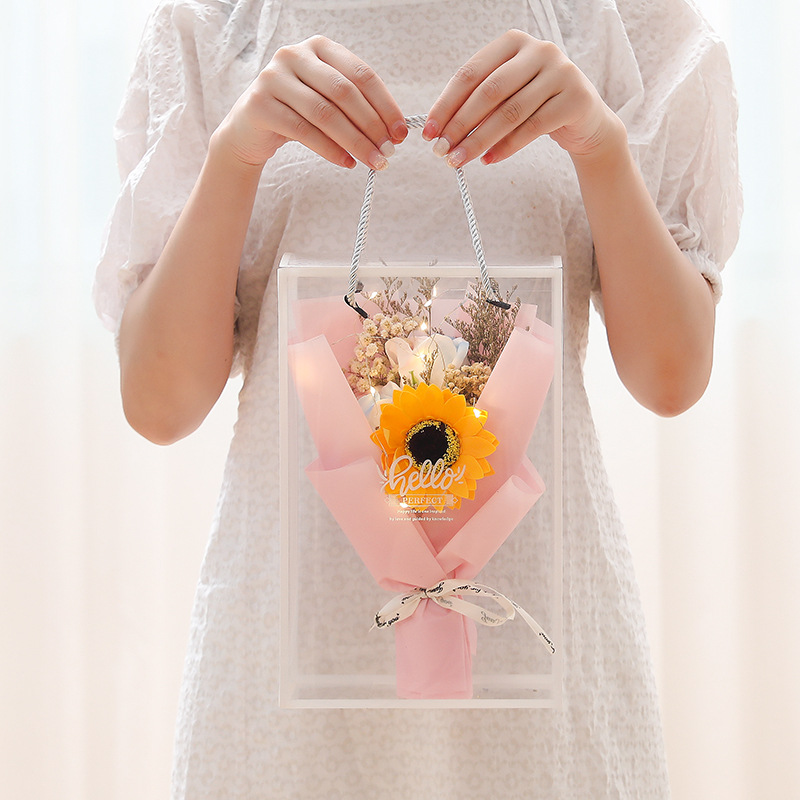 3 flower gift box [Snow Mountain pink sunflower]