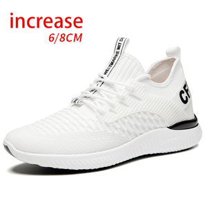 Chaussures Oxford de sport blanches pour hommes, semelle intérieure rehaussante, augmentation de la hauteur de 6 cm, baskets à lacets, en maille, chaussures rehaussantes, taille 37-43 - Product Image 1