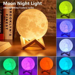Decorazione romantica atmosfera USB ricaricabile Touch Control dimmerabile caldo bianco RGB 3D <span class=keywords><strong>luna</strong></span> luce notturna a LED lampada per la casa regalo - Product Image 2
