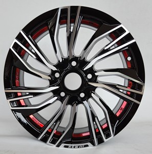 Nuovi Cerchi in Lega di Alluminio Forgiato <span class=keywords><strong>TAKA</strong></span> 16X6.5 Pollici, Zincati, Nero Lucido+Rosso, Design Concavo per Auto Passeggeri, ET 35mm, PCD 100mm - Product Image 1