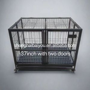 Tekerlekler ve çıkarılabilir tepsi ile orta köpek için istiflenebilir açık üst ağır köpek sandık kafes - Product Image 6