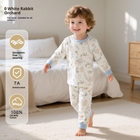 Vêtements d'intérieur pour enfants Automne 2025 – Ensemble 2 pièces décontracté en coton 100 % unisexe, motif dessin animé imprimé, anti-rétrécissement, manches longues, col rond