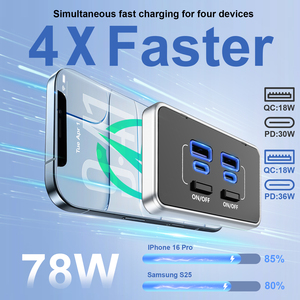 Новинка: 4-портовый <span class=keywords><strong>USB</strong></span>-адаптер для автомобиля 12В, настенная зарядная панель для автофургонов, 78 Вт, с двойным PD и QC, несколько <span class=keywords><strong>USB</strong></span>-портов для зарядки автомобильных аккумуляторов - Product Image 2