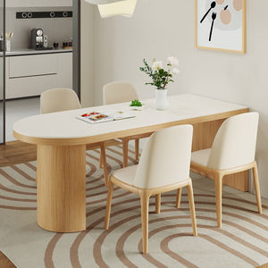 <span class=keywords><strong>Table</strong></span> de style île en dalle de roche blanche moderne maison <span class=keywords><strong>cuisine</strong></span> salon contre le <span class=keywords><strong>mur</strong></span> <span class=keywords><strong>table</strong></span> à manger ovale en bois - Product Image 6
