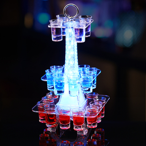 Hộp đêm thanh đồ uống đầy màu sắc ánh sáng phát ra Diode pha lê <span class=keywords><strong>Eiffel</strong></span> tháp Rượu Thủy Tinh chủ dẫn 24 lỗ Cocktail Kính chủ - Product Image 1