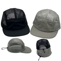 Casquette de trail unisexe ultra-légère non structurée à 5 panneaux avec logo personnalisé, visière plate en nylon, casquette de course, chapeaux de sport avec cordon de serrage