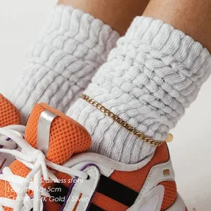 <span class=keywords><strong>Chaîne</strong></span> cubaine EManco 3MM plaquée or pour femme, chevillères en acier inoxydable avec <span class=keywords><strong>grande</strong></span> boucle mousqueton réglable, bijou <span class=keywords><strong>de</strong></span> pied, cadeau - Product Image 2