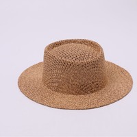 Chapeau en paille à calotte plate, à large bord, à tissage ouvert, respirant, pour l'été, protection solaire, pour la plage, le camping, les voyages, les activités de plein air, unisexe