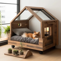 Maison pour animaux de compagnie de luxe moderne en bois écologique à motif animalier, fermeture à bouton, pour intérieur toutes saisons, niche, villa pour chien, enclos Centuryart