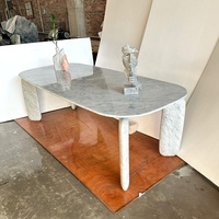 Ensemble de table à manger en marbre blanc de Carrare, design italien de luxe, tendance 2026, meubles en marbre, table basse en marbre, table à dîner