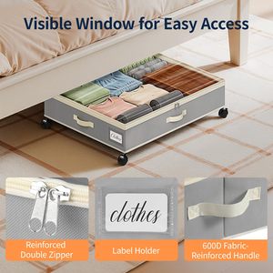 Bulk Supply 80L Metal Rolling Under Bed Storage with Wheels for Clothes Shoes Blankets Underbed Storage Drawers <b>Case</b> - Product Image 5