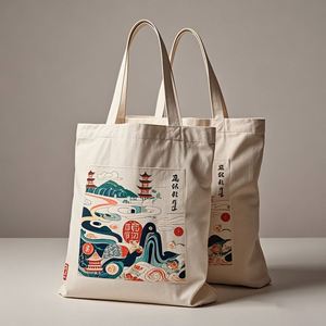 Custom Pattern Printed Eco Friendly Reusable <b>Plain</b> Silk Screen Cotton <b>Canvas</b> Grocery Shopping Tote Bag With Zipper - Product Image 1