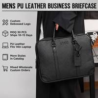 Porte-documents d'affaires en cuir PU pour hommes, avec logo personnalisé en relief, sacoche pour ordinateur portable 14 pouces, sac de bureau et de documents professionnel, vente en gros mixte