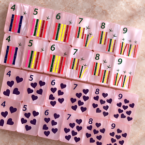 Juego de Mahjong de Lujo con Perlas Rosas, 160 Fichas, Diseño Acrílico con Patrón de Corazón, Bonito Juego de Mesa para Niñas, Colección de Regalo - Product Image 4