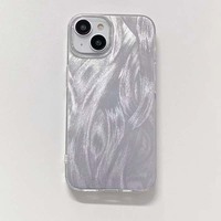 Coque de téléphone portable en PC style classique avec motif en soie argentée et impression de lettres noires pour iPhone 11 12 13 14 15 16 17 Pro Max Air