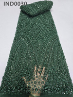 Tissu en dentelle perlée africaine de haute qualité CHOCOO avec perles, tissu en dentelle perlée blanche de luxe pour robe de mariée