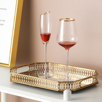 Décoration d'intérieur, plateau miroir en verre doré brillant, style nordique, accessoires de salon, décoration moderne, autres décorations d'intérieur, luxe pour la maison