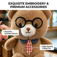 Collection de Peluches Mignonnes Kawaii : Animaux en Peluche avec Lunettes et Cravate – Cochon, Éléphant, Chien, Ours, Canard – Cadeau Doux et Adorable