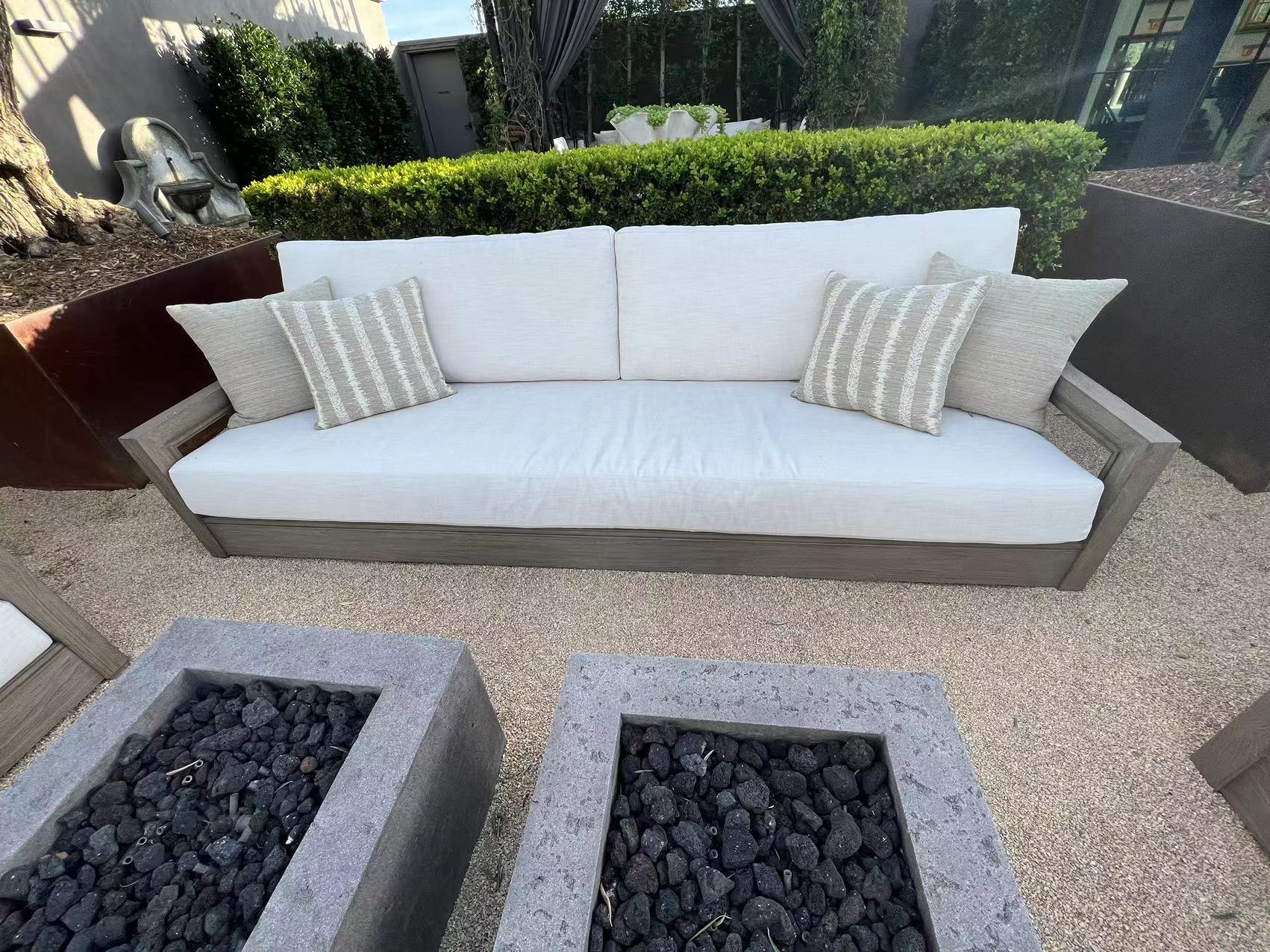 New arrival modern outside furniture outdoor waterproof teak wood patio garden sofa sets